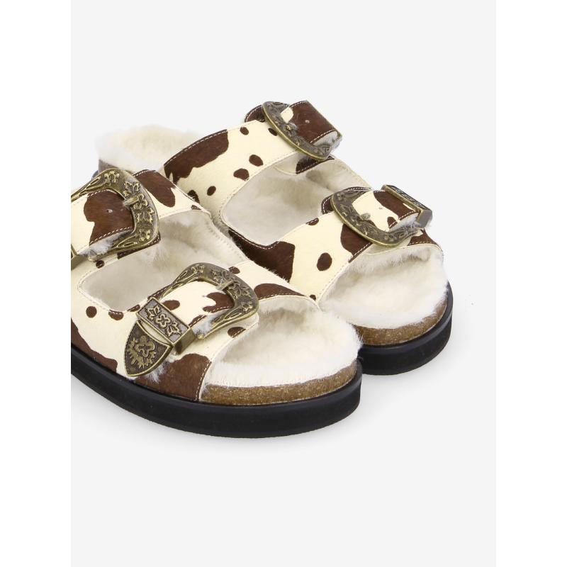 LUCIA BUCKLE W - PONY COW/FUR - BROWN/DOVE